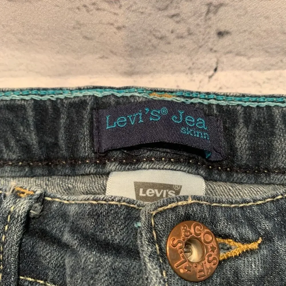 LEVI’S Girls Skinny Fit Jeans With Adjustable Waistband - Dark Wash / Size: 8R